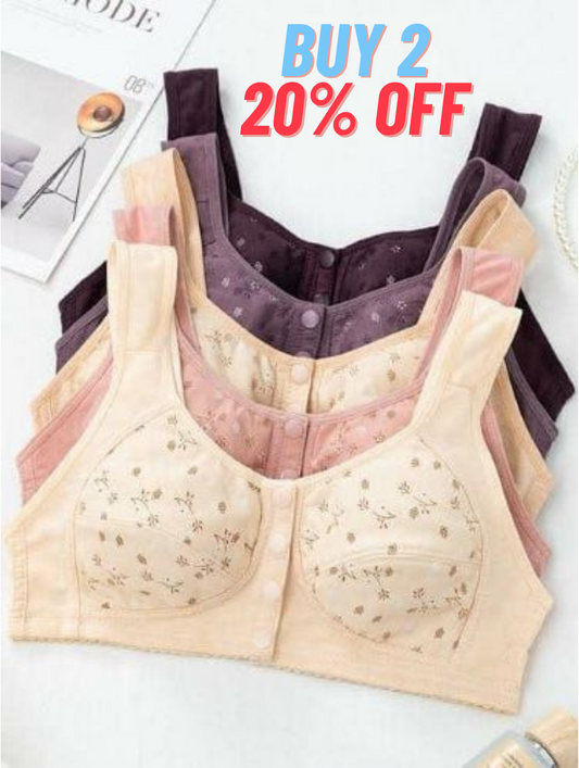 Front-Button Wire-Free Comfort Bra – Full Cup, Cotton Blend