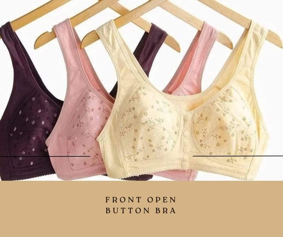 Front-Button Wire-Free Comfort Bra – Full Cup, Cotton Blend